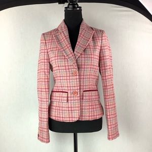 BODEN Pure Wool Plaid Blazer, Lined, Notched Lapel Jacket Size 10
